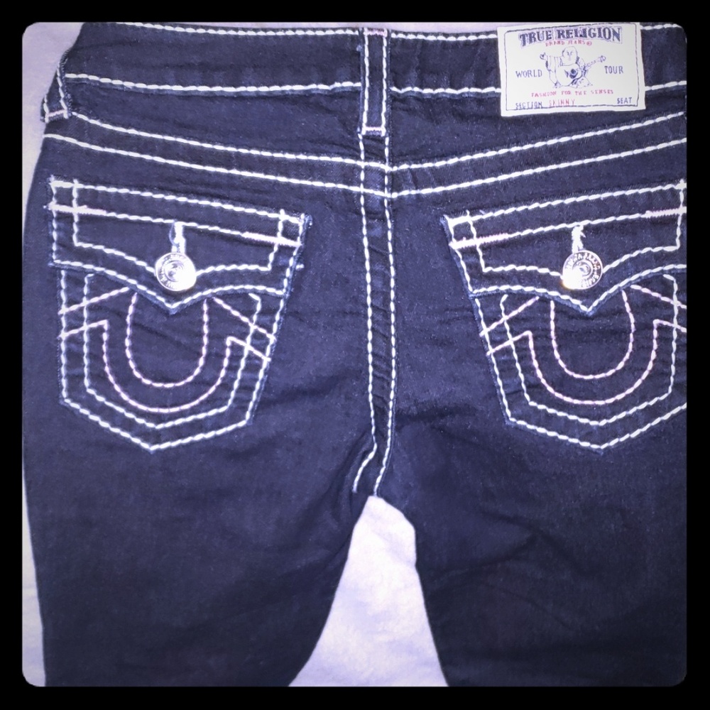 SALE TRUE RELIGION JEANS GIRL10 DARK SKINNY STITCH